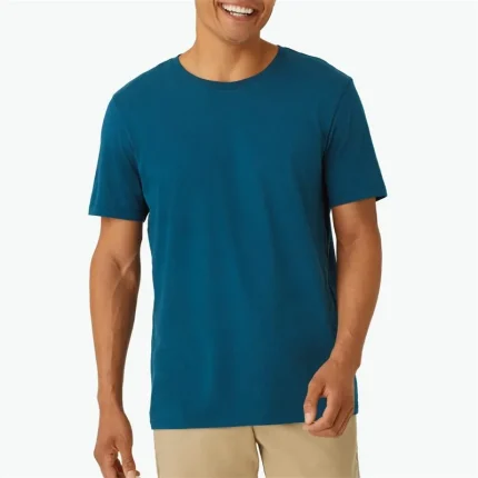 a man in a blue shirt