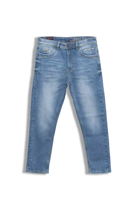 a pair of blue jeans on a white background