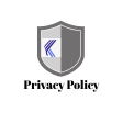 Shield icon with a blue "K" on the left side and "Privacy Policy" text below, representing data protection.