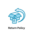 Icon of an open cardboard box with an arrow circling back above it, labeled "Return Policy."